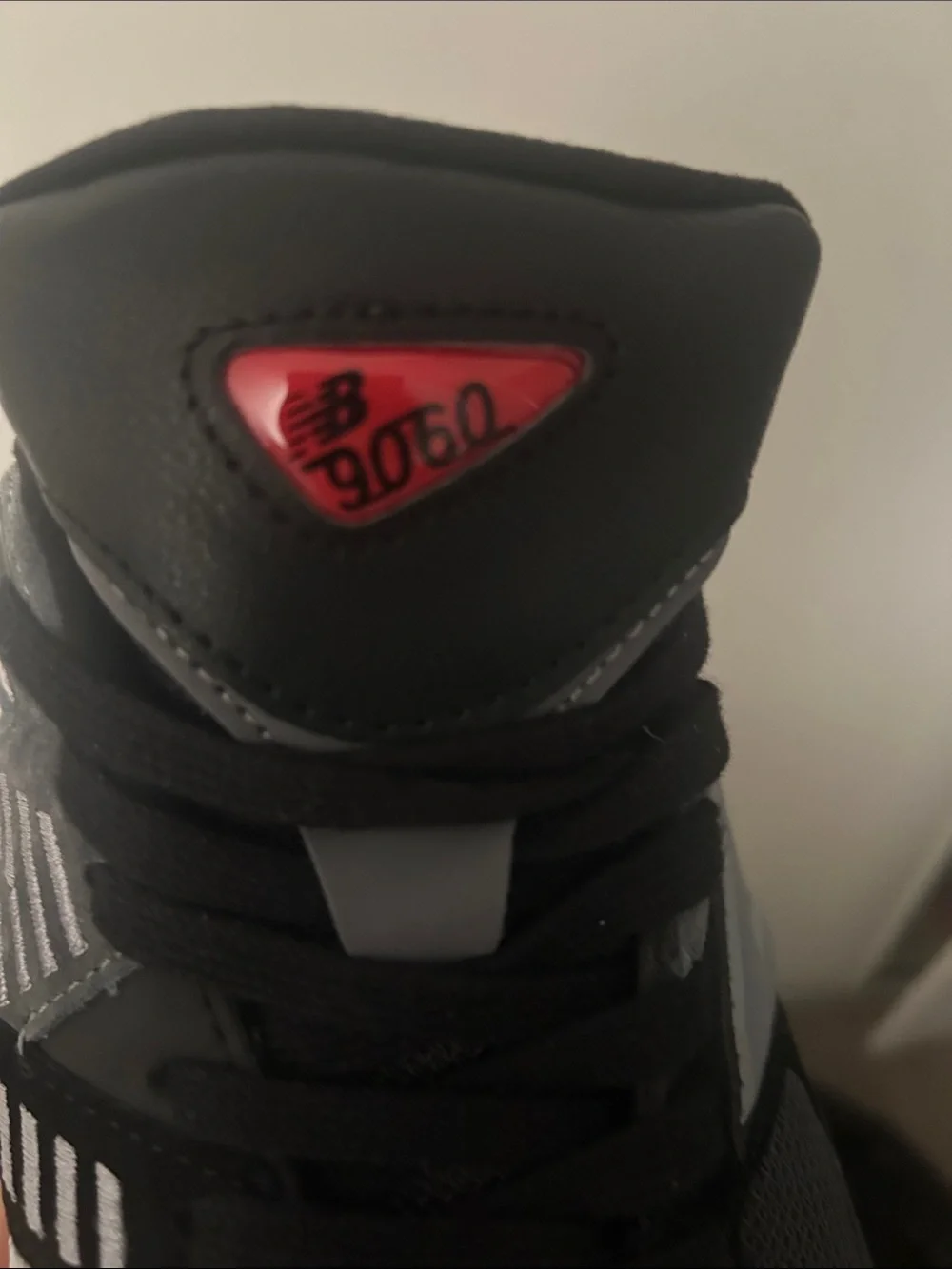 New Balance Black Gray Mesh Athletic Sneakers with Pink Tongue Accent